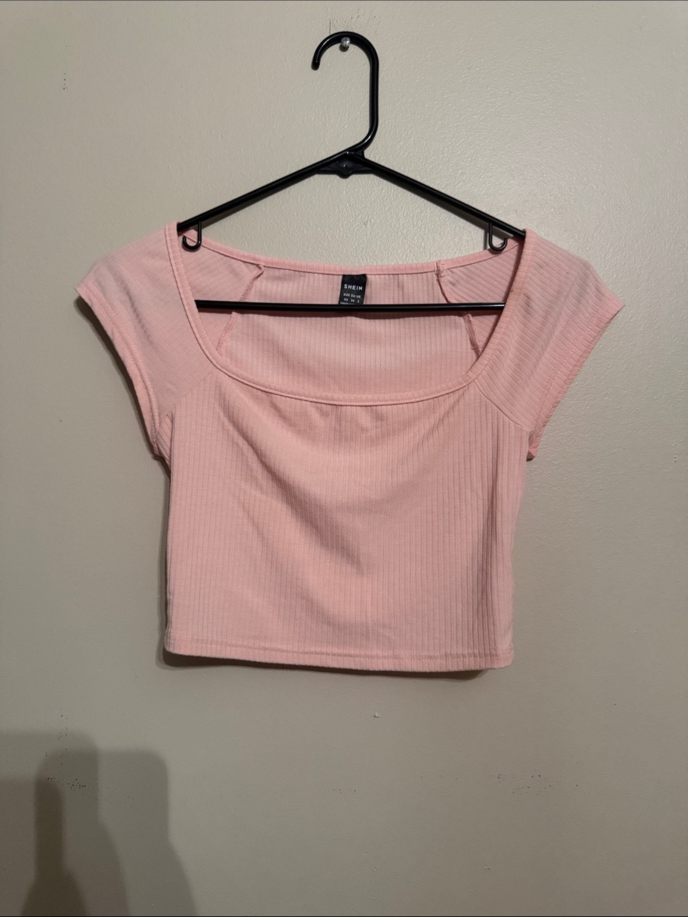 Shein Pink Ribbed Scoop Neck Crop Top size XS